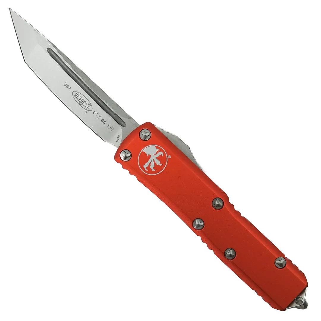 Microtech Orange UTX-85 OTF Auto Knife, Stonewash Tanto Blade 3 Microtech Orange UTX-85 OTF Auto Knife, Stonewash Tanto Blade