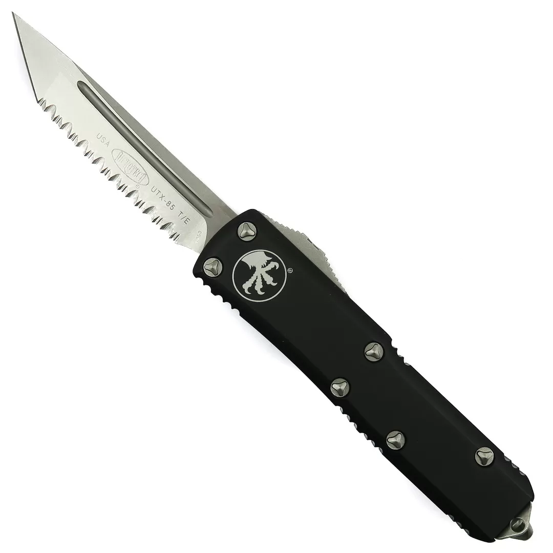 Microtech Black UTX-85 OTF Auto Knife, Tanto Stonewash Blade 3 Microtech Black UTX-85 OTF Auto Knife, Tanto Stonewash Blade