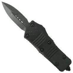 Microtech Signature Series Carbon Fiber Mini Troodon CA Legal OTF Auto Knife, Damascus Blade