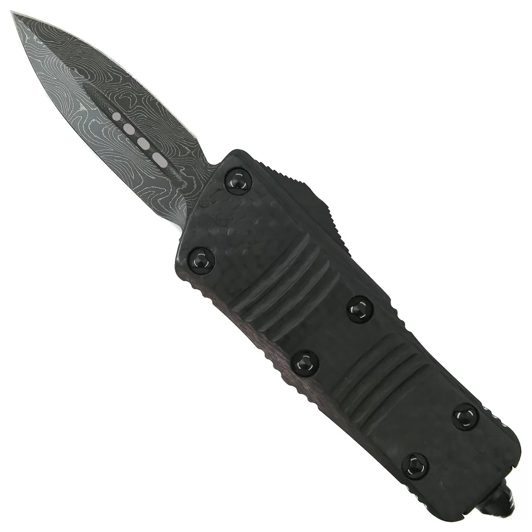 Microtech Signature Series Carbon Fiber Mini Troodon CA Legal OTF Auto Knife, Damascus Blade 3 Microtech Signature Series Carbon Fiber Mini Troodon CA Legal OTF Auto Knife, Damascus Blade