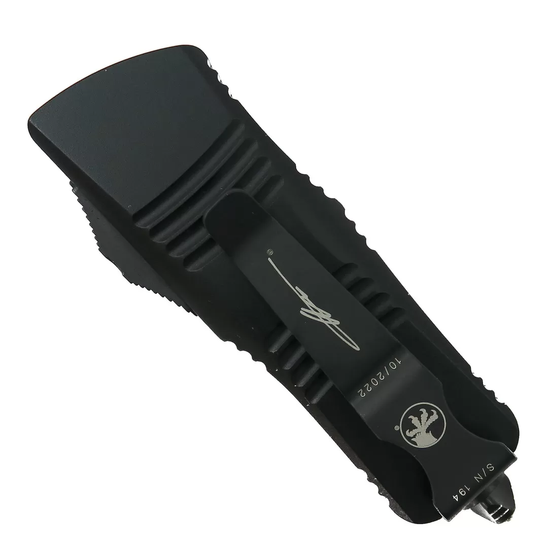 Microtech Signature Series Carbon Fiber Mini Troodon CA Legal OTF Auto Knife, Damascus Blade 4 Microtech Signature Series Carbon Fiber Mini Troodon CA Legal OTF Auto Knife, Damascus Blade - Image 2