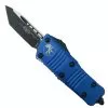Microtech Blue Mini Troodon CA Legal OTF Auto Knife, Black Tanto Blade