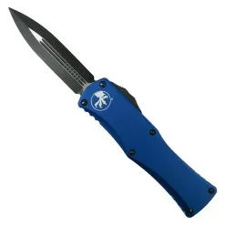 Microtech Blue Hera OTF Knife, DLC Black Dagger Blade