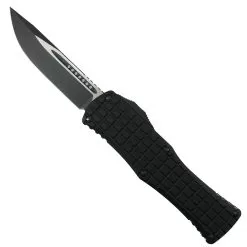 Microtech Signature Series Frag Pattern Hera OTF Knife, Black Single Edge Blade