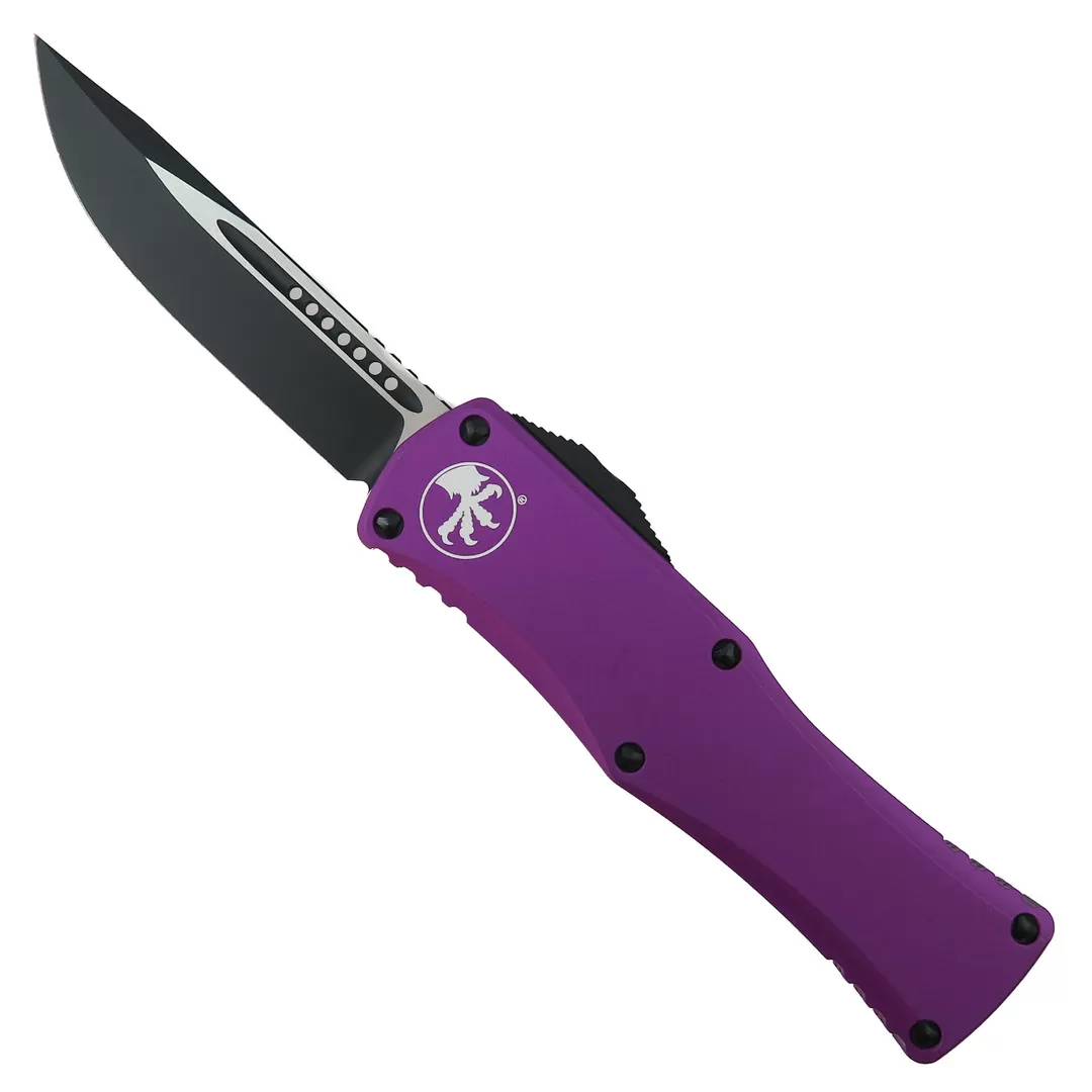 Microtech Violet Hera OTF Knife, DLC Black Drop Point 3 Microtech Violet Hera OTF Knife, DLC Black Drop Point