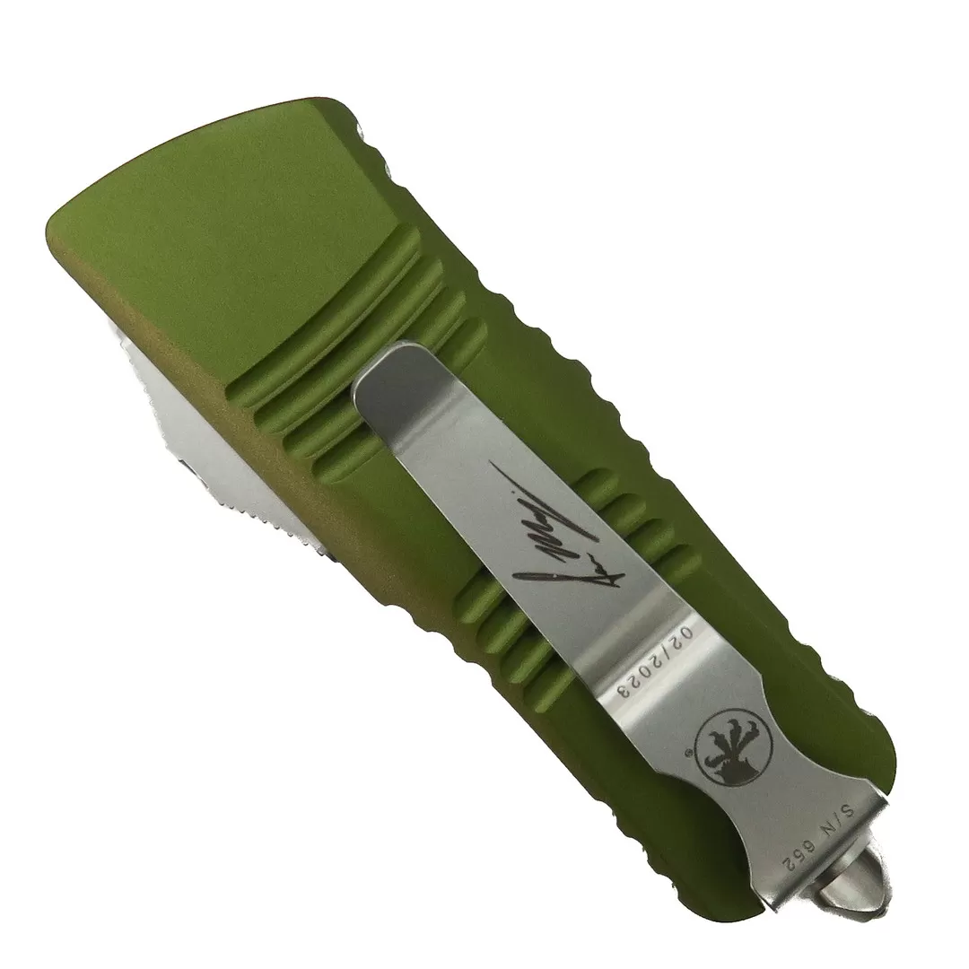 Microtech Signature Series OD Green Mini Troodon OTF Knife, Hellhound Stonewash Blade 3 Microtech Signature Series OD Green Mini Troodon OTF Knife, Hellhound Stonewash Blade