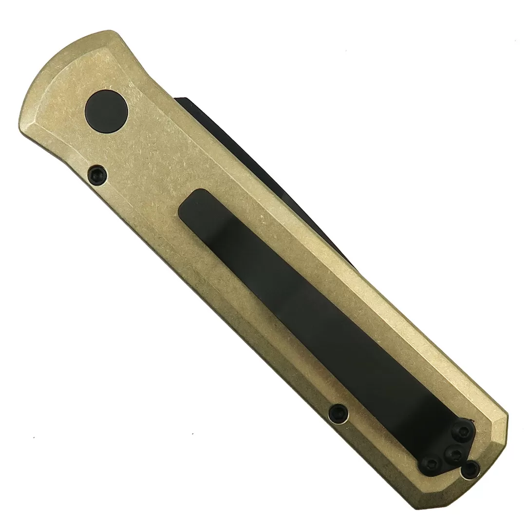 Pro-Tech 7112 Bronze Aluminum Godson Auto Knife, Black Blade 4 Pro-Tech 7112 Bronze Aluminum Godson Auto Knife, Black Blade - Image 2