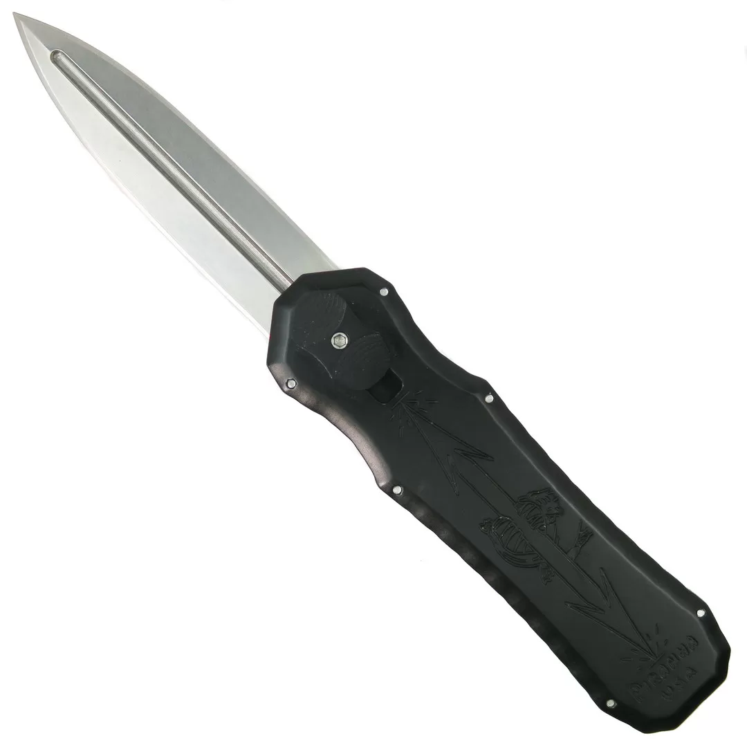 Piranha Excalibur Double Action OTF Knife, Stonewash Blade 3 Piranha Excalibur Double Action OTF Knife, Stonewash Blade